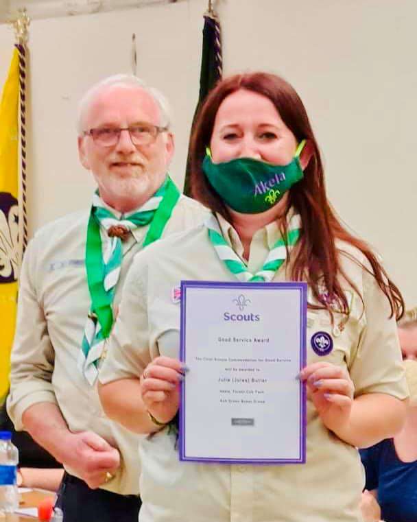 Julie gets award with the Chief Scouts Commendation